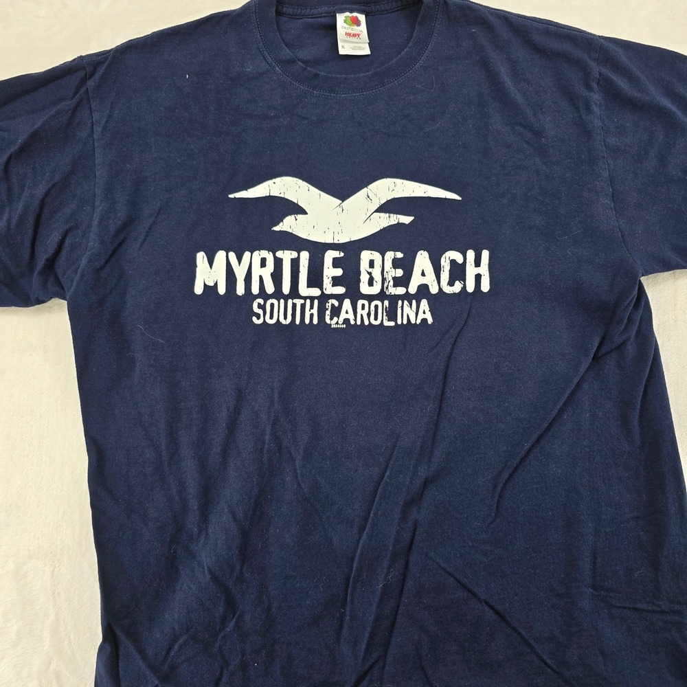 Fruit of the Loom T Shirt Mens XL T-Shirt Navy Blue Myrtle Beach South Carolina